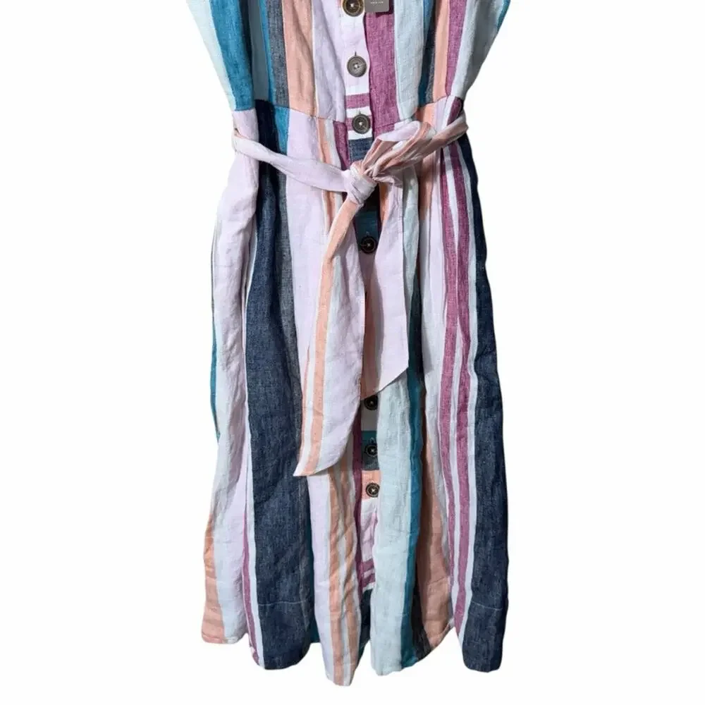 NEW J.Crew Striped Linen Midi Dress Size 6 - Picture 5 of 10